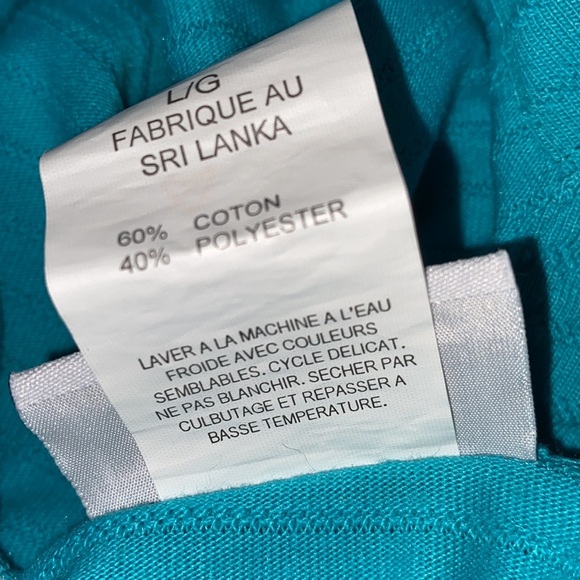 Vintage Jantzen turquoise knit button up top size large - Picture 8 of 8